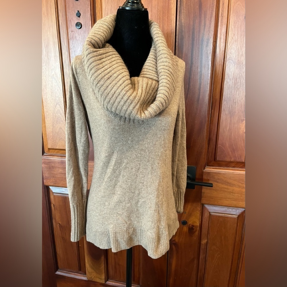 Cullen Womens Tan Cashmere wool Blend Cowl Neck Sweater Size Medium
